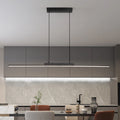Modern Linear LED Dining Room Chandelier — 100cm Black Dimmable Pendant