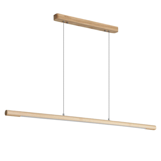Ash Timber Linear LED Pendant CABER 120cm — Tri-Colour Dining & Kitchen Island Light