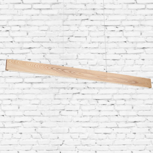 Ash Timber Linear LED Pendant LANGTOFT 145cm — Tri-Colour Dining & Kitchen Island Light
