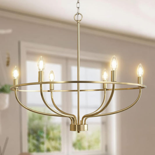 Vintage Candle Farmhouse Chandelier — 6 to 12 Light Gold & Black