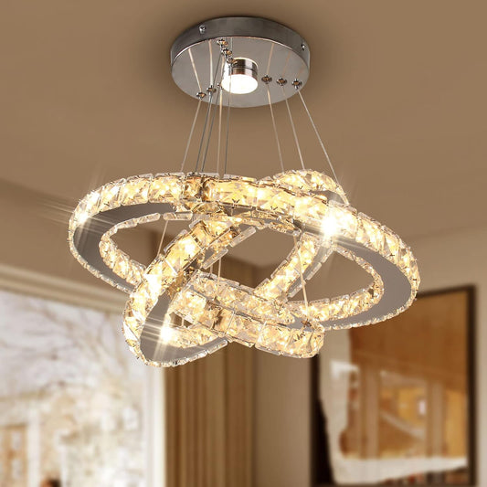 LED K9 Crystal Ring Chandelier — 3-Ring Modern Pendant Light in an Australian home