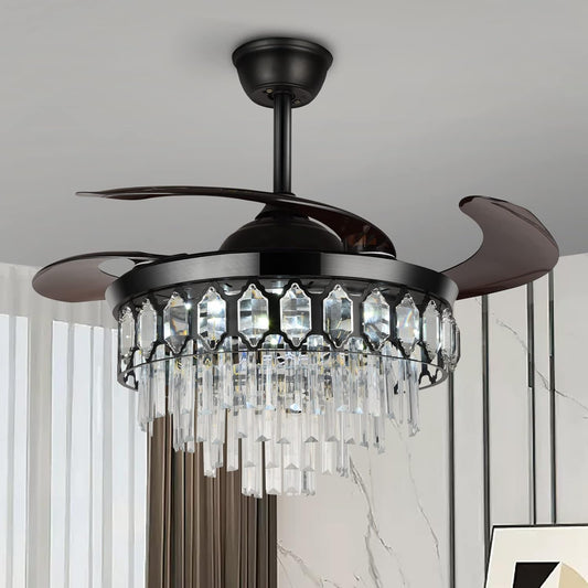 42 inch invisible reversible ceiling fan light with retractable blades