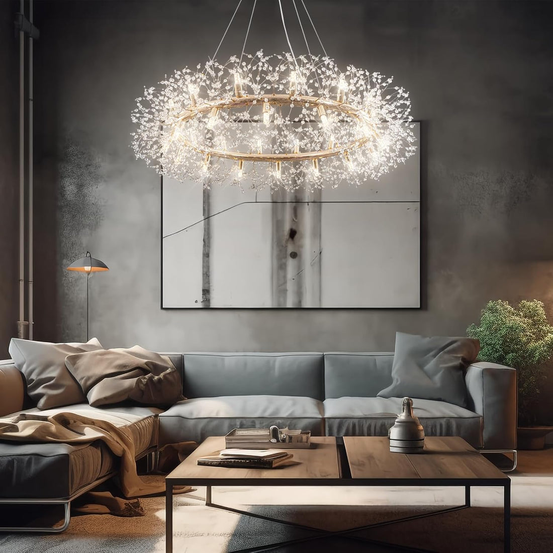 Large 20-light crystal chandelier in a double-height Australian stairwell void