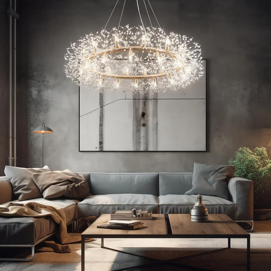 Large 20-light crystal chandelier in a double-height Australian stairwell void