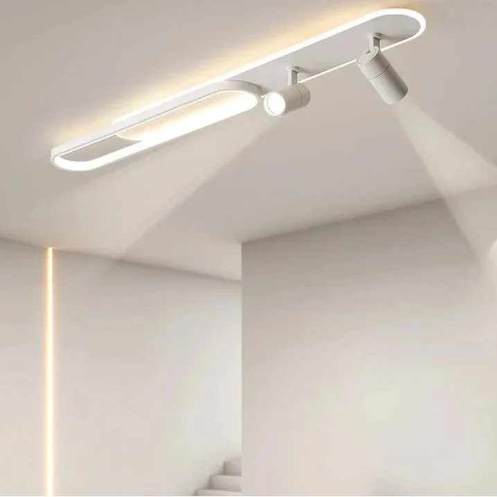 Modern LED Chandelier with adjustable spotlights over a study nook in an Australian home