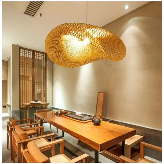 Handmade Bamboo Vintage Pendant Chandelier — Natural LED Light in an Australian home
