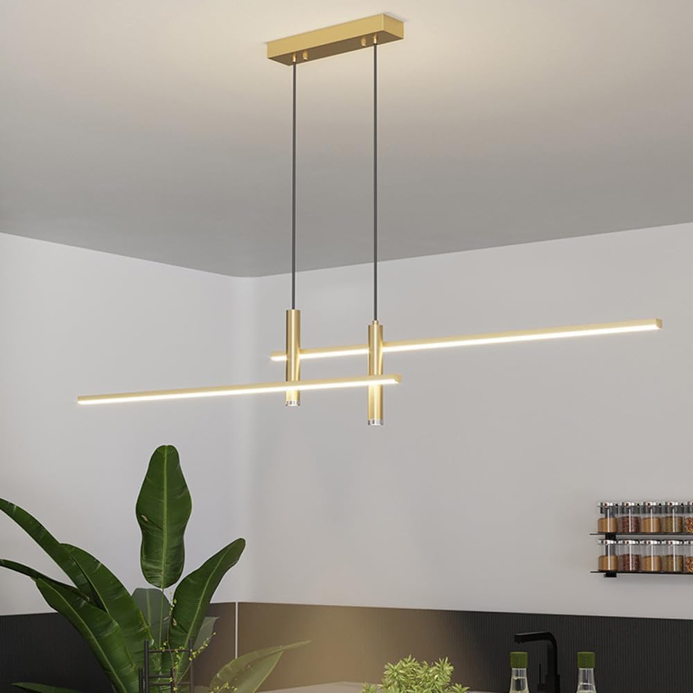 Modern Linear LED Pendant Light — Dimmable Kitchen Island & Dining Chandelier