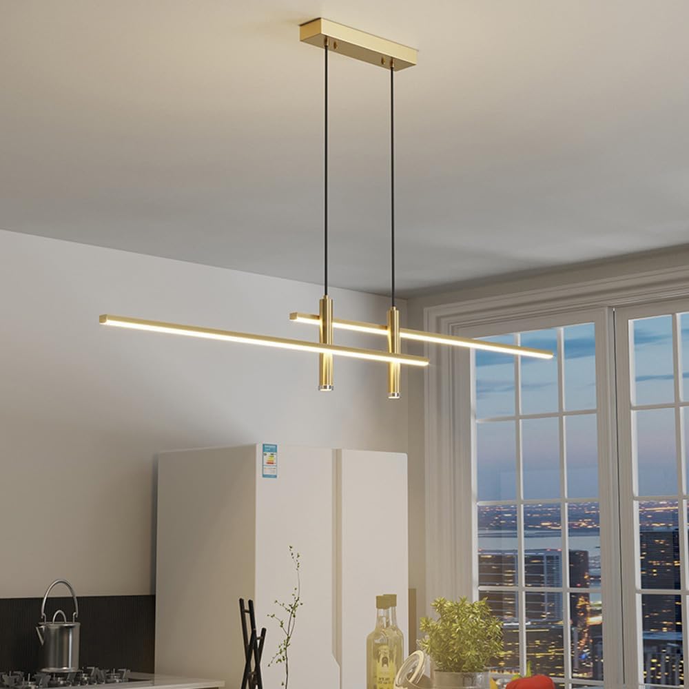 Modern Linear LED Pendant Light — Dimmable Kitchen Island & Dining Chandelier
