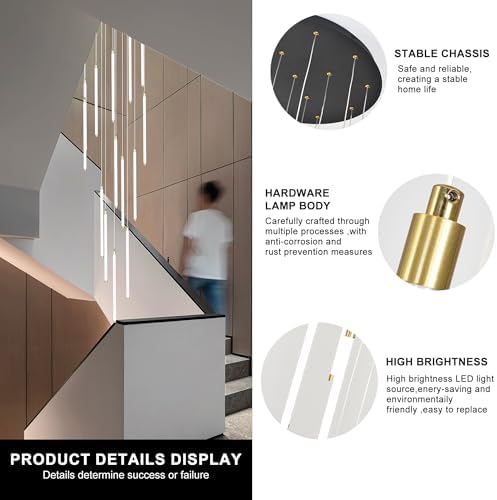 Black 15-light spiral strip LED chandelier in a modern Australian high-ceiling staircase