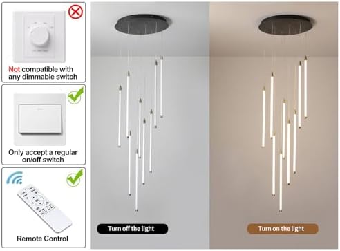 Black 9-light spiral strip LED chandelier in a modern Australian high-ceiling staircase