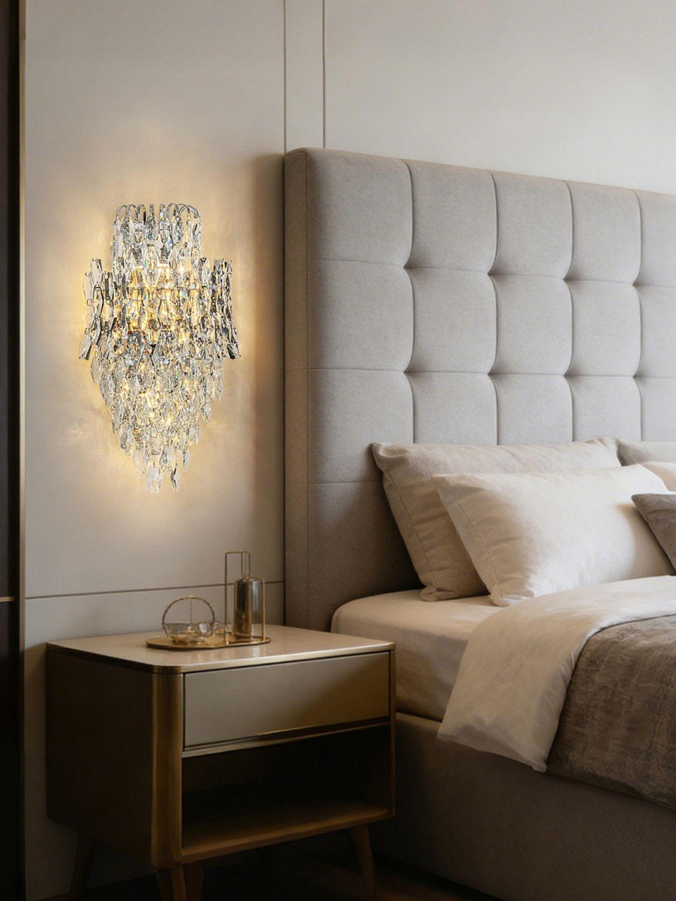 Chrome Tiered Crystal Chandelier CL2518-wall