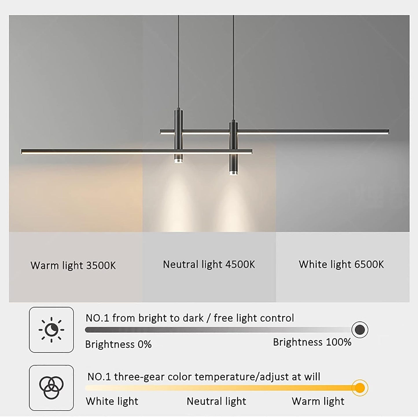 Modern Linear LED Pendant Light — Dimmable Kitchen Island & Dining Chandelier