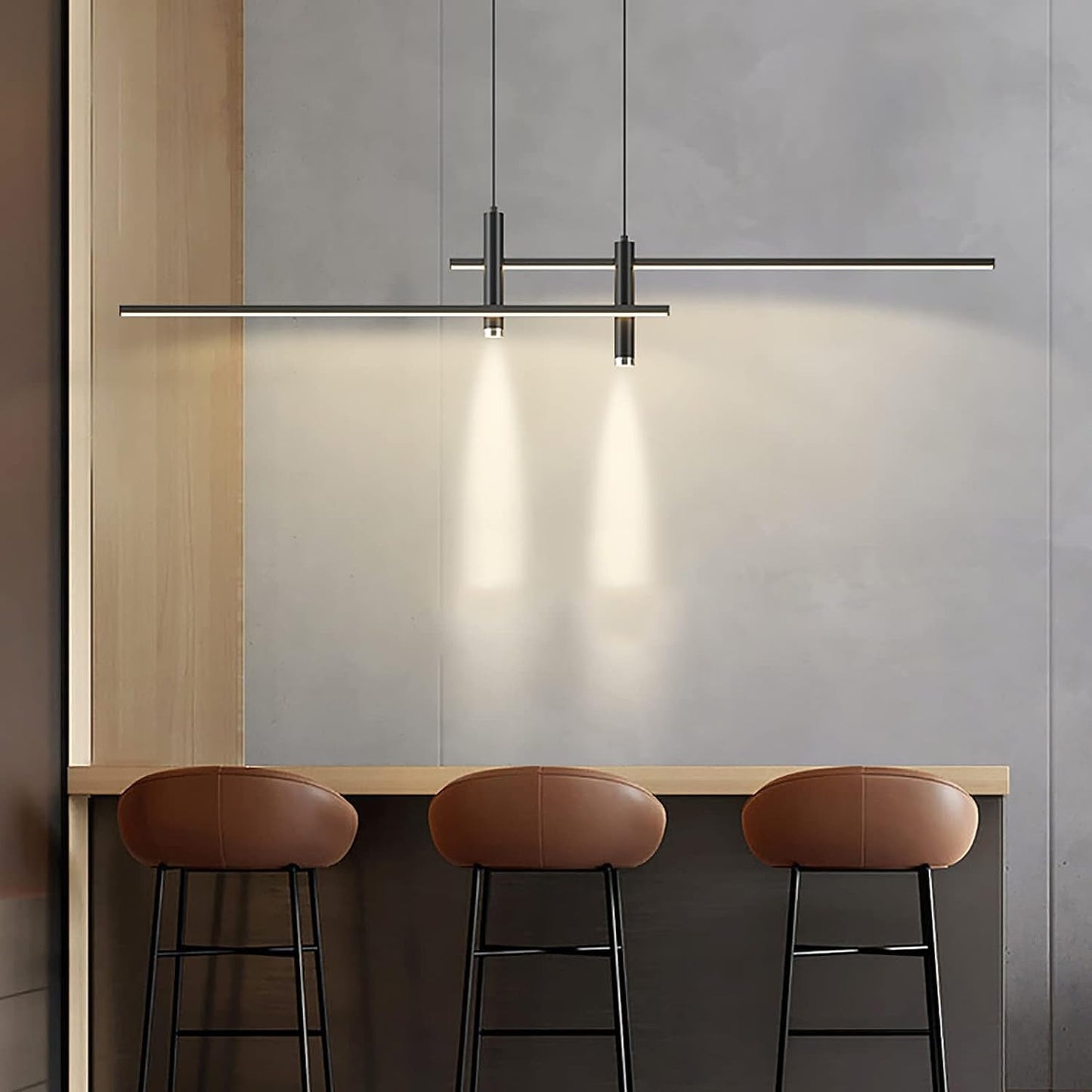 Modern Linear LED Pendant Light — Dimmable Kitchen Island & Dining Chandelier
