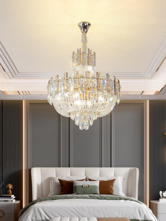 Gold Tiered Crystal Chandelier CL8165