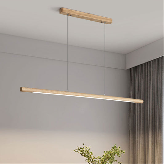 Ash Timber Linear LED Pendant CABER 120cm — Tri-Colour Dining & Kitchen Island Light