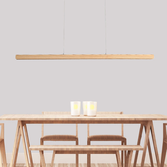 Ash Timber Linear LED Pendant KERF 150cm — Tri-Colour Dining & Kitchen Island Light