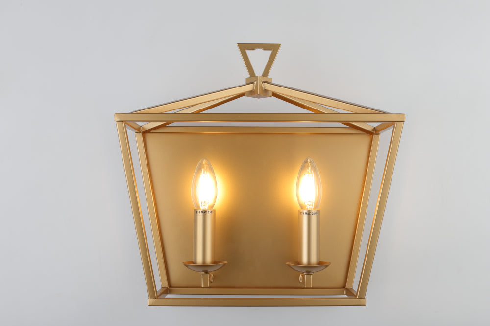 Perigan 2-Light Wall Light — Matt Gold