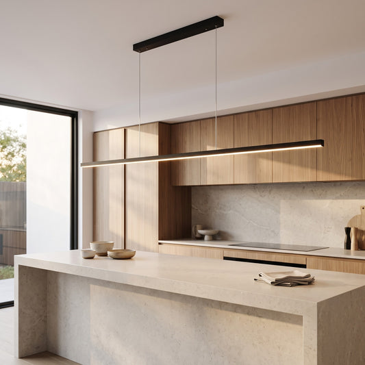 Black Linear LED Pendant SHARD 180cm — Tri-Colour Dining & Kitchen Island Light